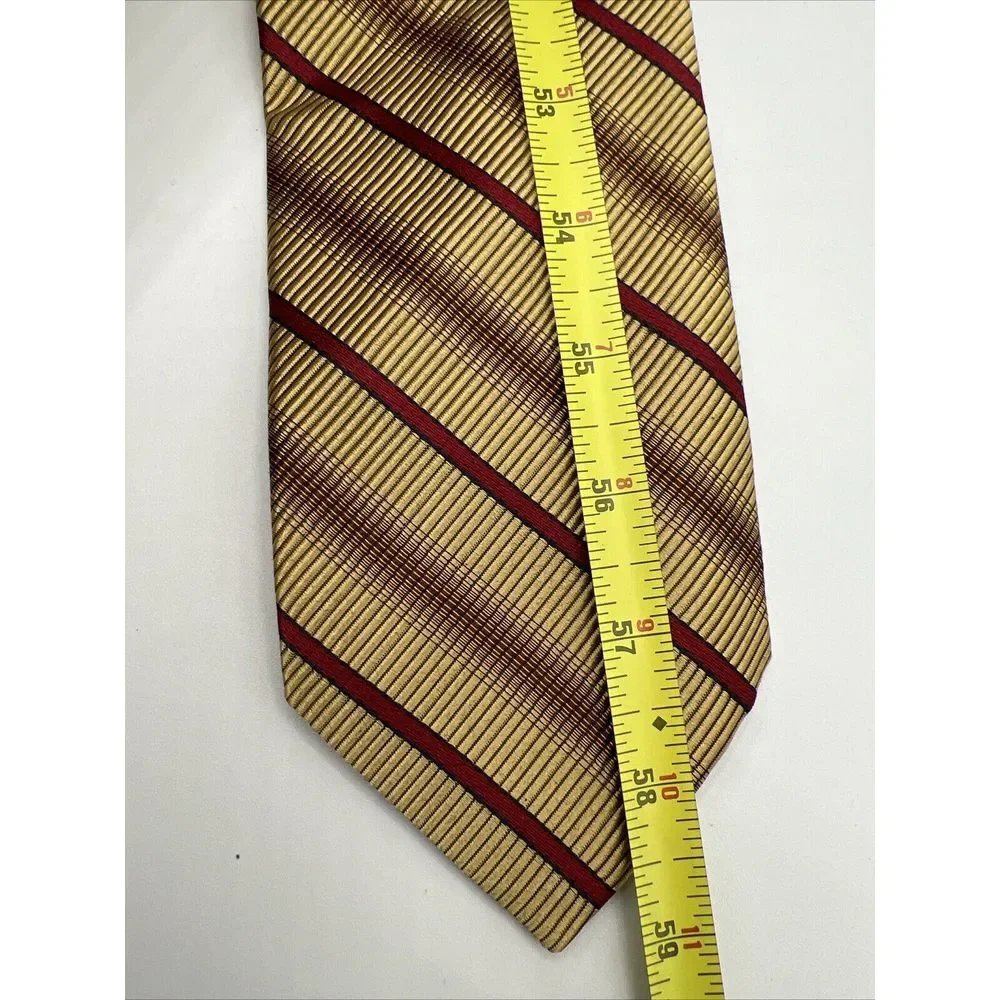JOS A BANK Signature Collection Men's Silk Cotton Blend Necktie Gold Red Striped